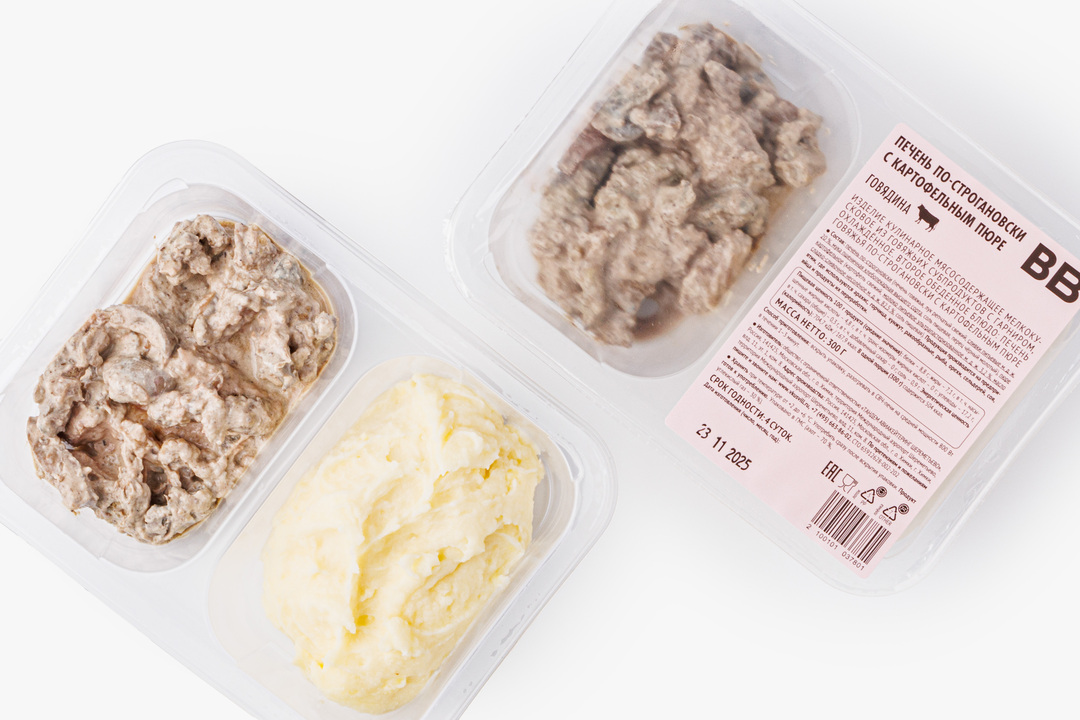 

Печень по-строгановски ВкусВилл с картофельным пюре 300 г