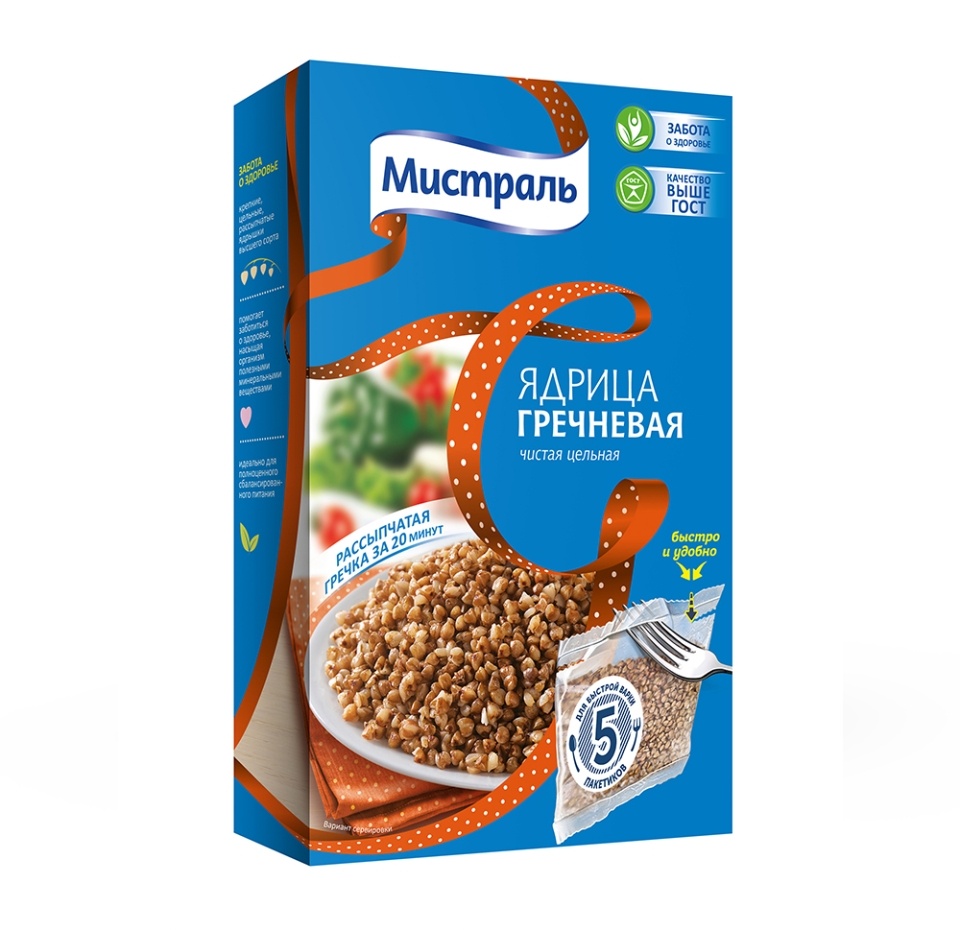 

Гречка Мистраль цельная ядрица 5 пакетиков 400 г