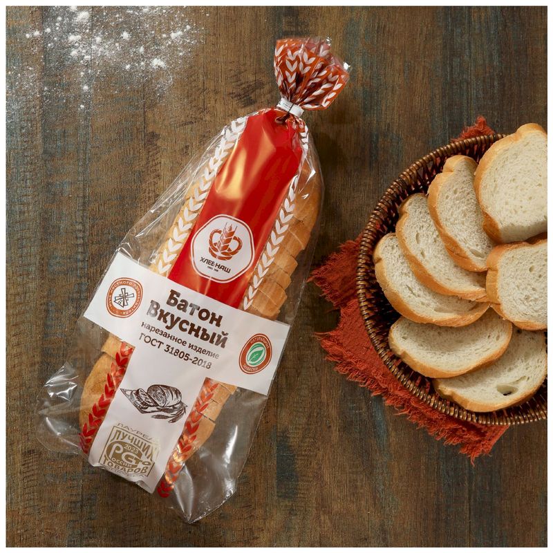 

Батон Хлебнаш Вкусный в нарезке 300 г
