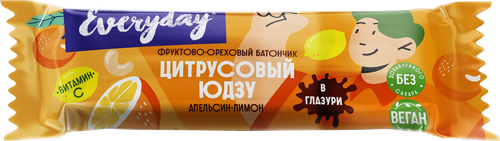 

Батончик фруктово-ореховый Everyday Цитрусовый Юдзу с апельсином и лимоном 40 г