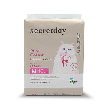 

Прокладки гигиенические Secretday Pure Cotton Organic cover размер M хлопковые 16 шт.