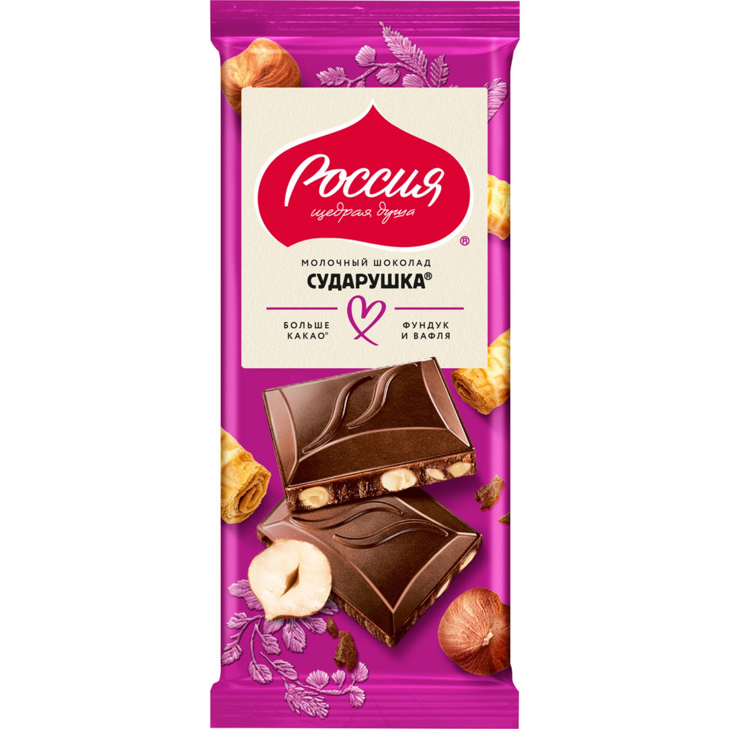 

Шоколад молочный Россия - Щедрая душа! Сударушка с изюмом и арахисом 75 г