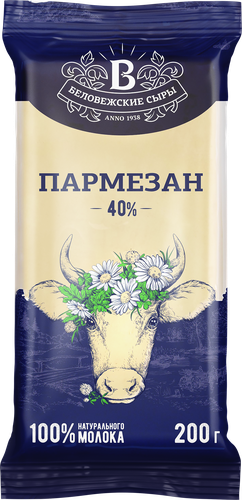 

Сыр Беловежские Сыры Пармезан молодой 40% 200 г