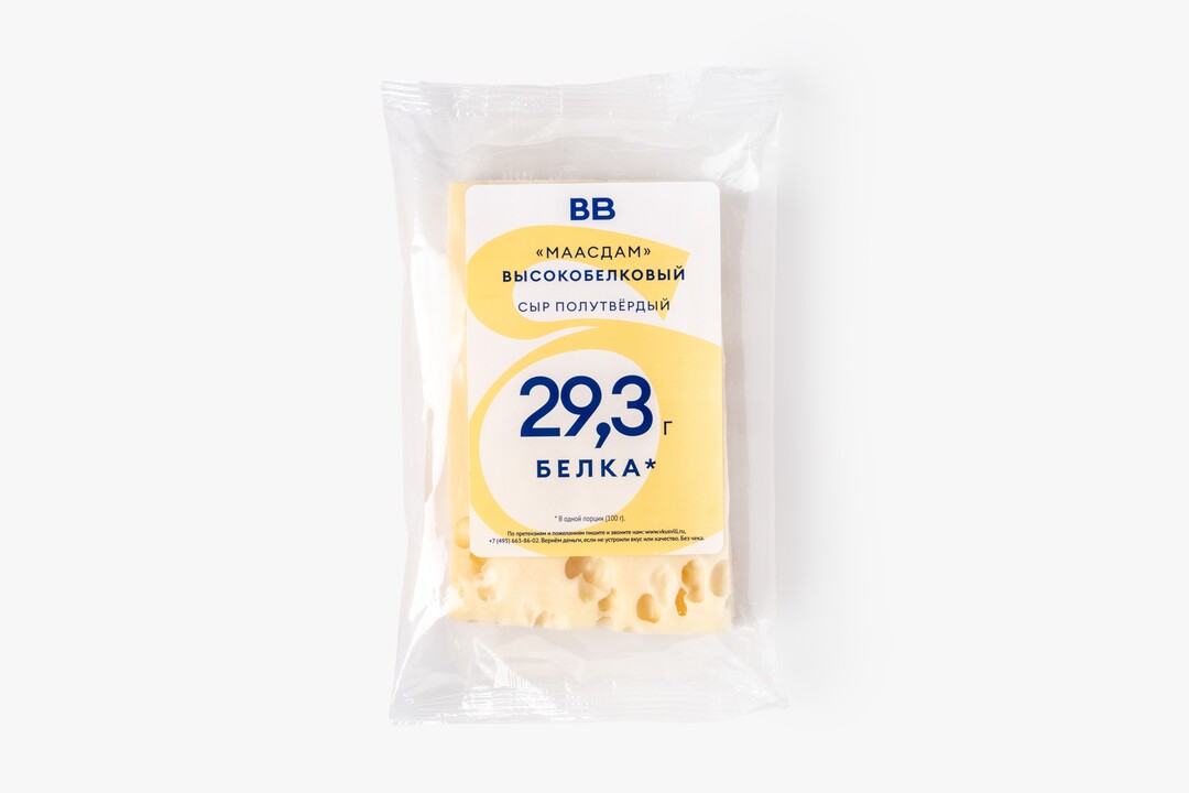 

Сыр полутвердый Вкусвилл Маасдам высокобелковый вес