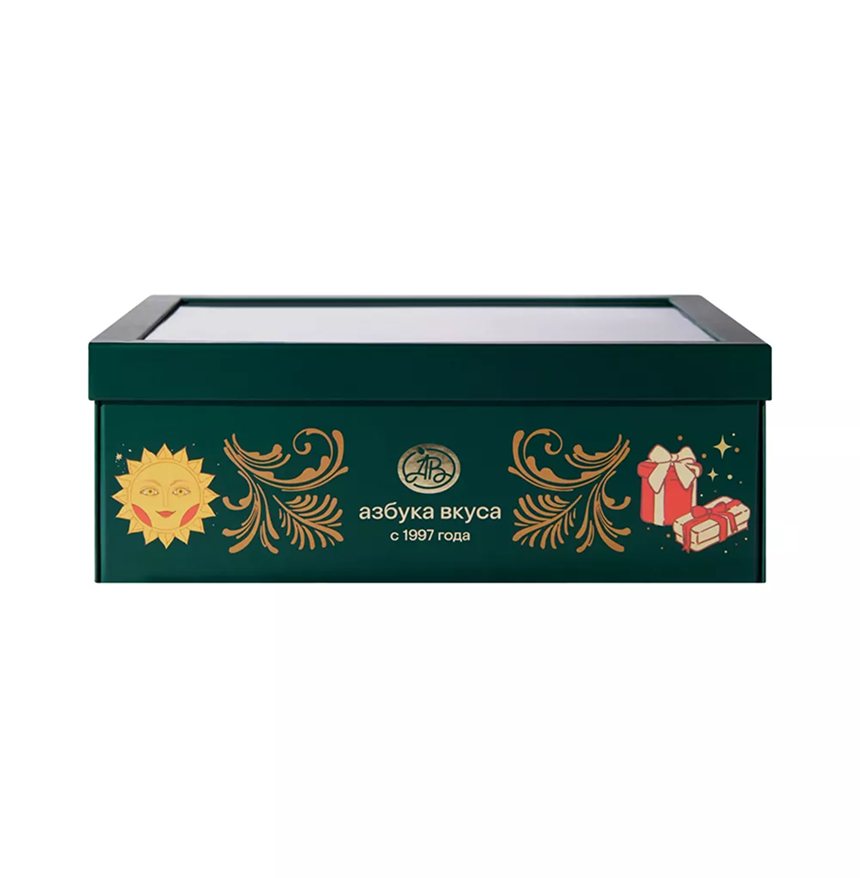 

Коробка Азбука Вкуса подарочная с окном 28 x 35 x 13 см зеленая