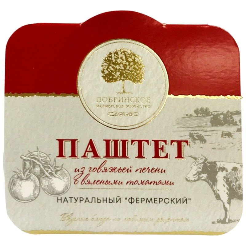 

Паштет Добринское фермерское хозяйство Фермерский натуральный из говяжьей печени с вялеными томатами 100 г