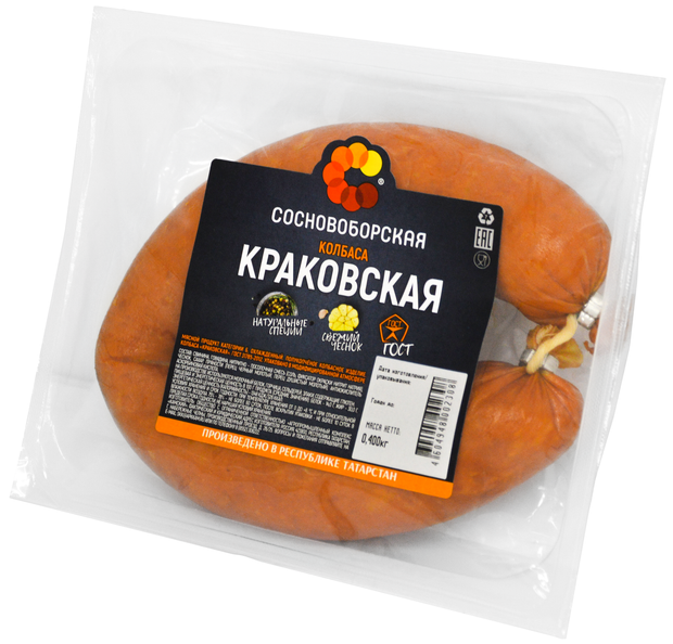 

Колбаса полукопченая Сосновоборская Краковская 400 г