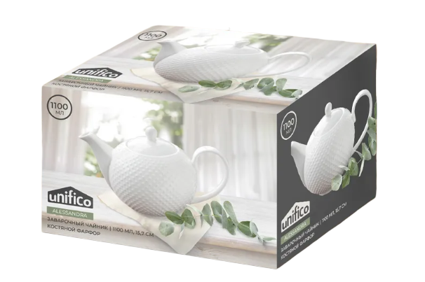 

Чайник заварочный Unifico Alessandra 15.7 см костяной фарфор 1.1 л