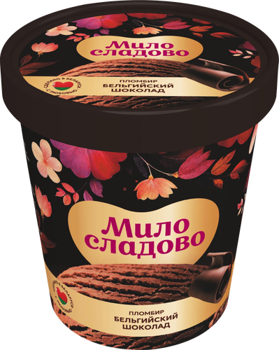 

Мороженое МилоСладово пломбир бельгийский шоколад 12% 280 г