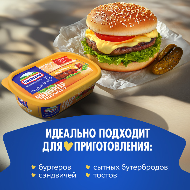 

Сыр плавленый Hochland Чизбургер 50% 200 г