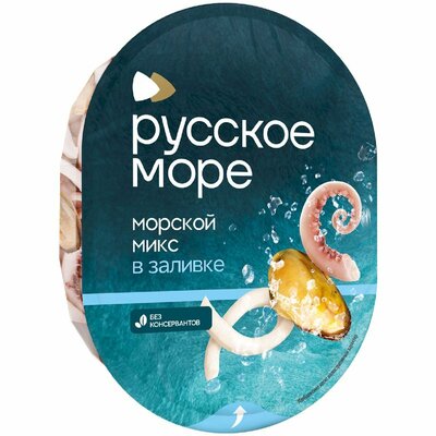 Коктейль из морепродуктов Русское море Морской микс в заливке 180 г