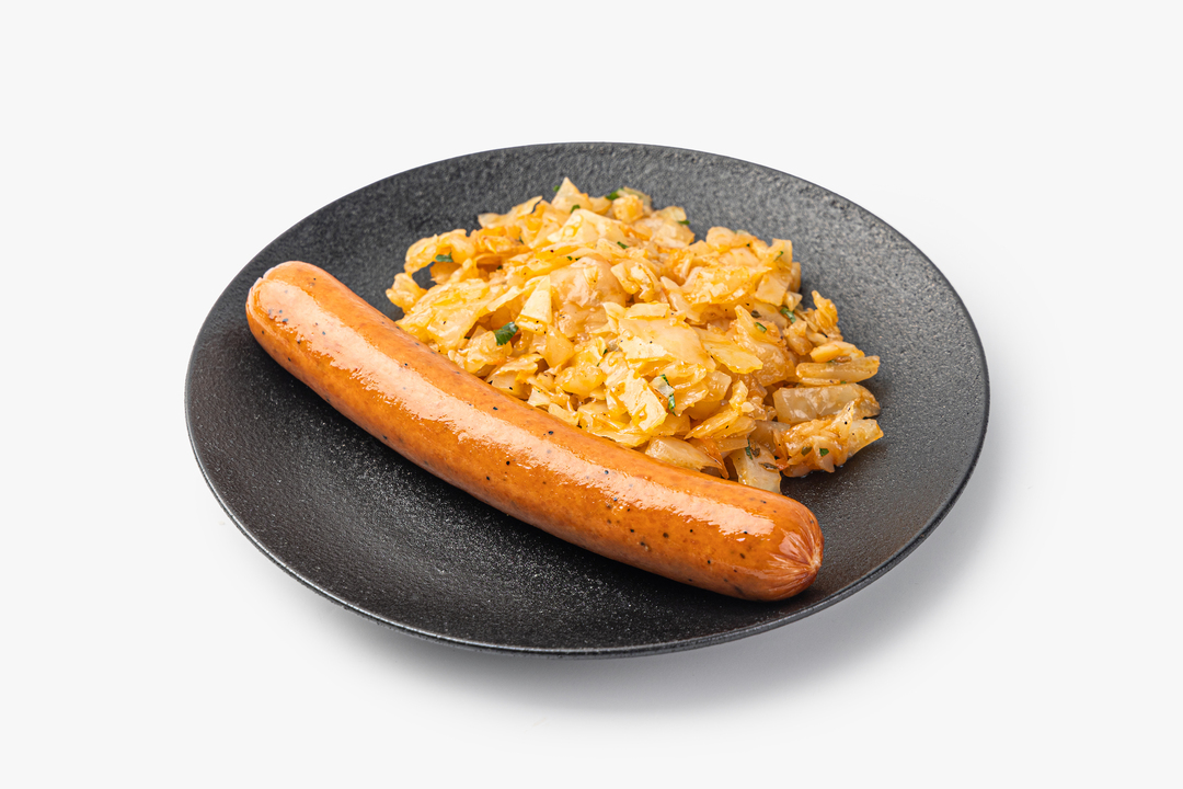 

Капуста ВкусВилл тушёная с сосиской с сыром 282 г