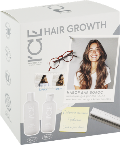 

Набор подарочный Ice Professional Hair growth: Шампунь, маска-пилинг для роста волос 500 г