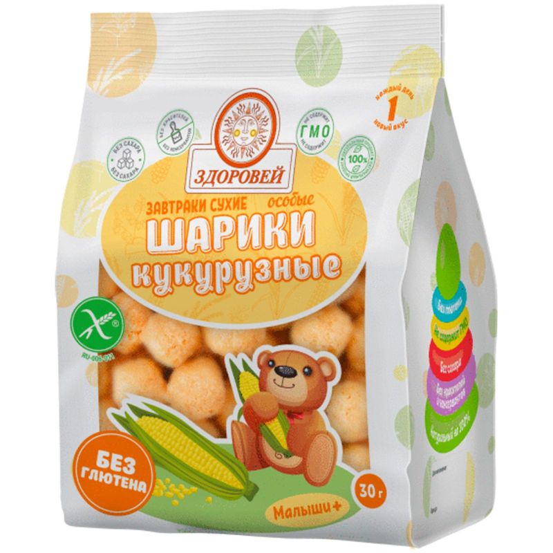 

Шарики кукурузные Здоровей Малыши + без глютена 30 г