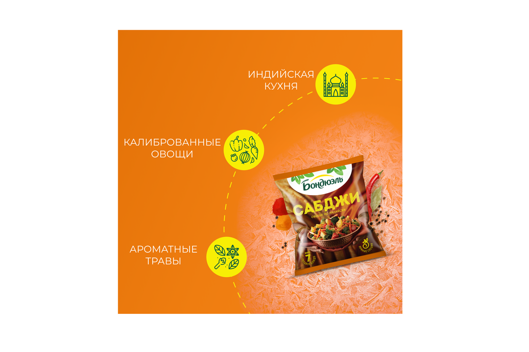 

Овощи Бондюэль Сабджи по-индийски смесь замороженная 400 г