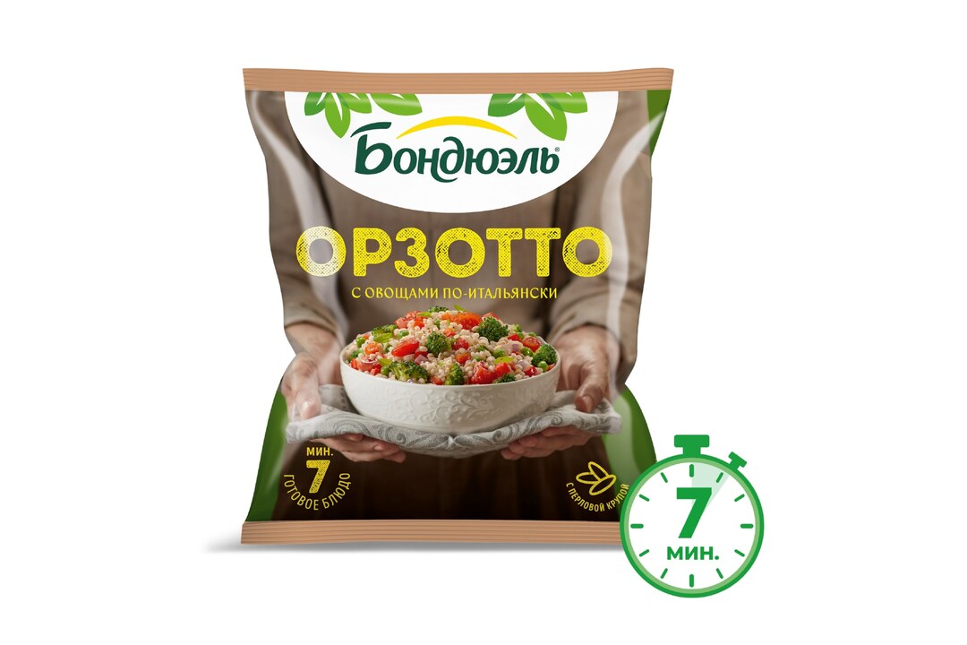 

Овощи Бондюэль Орзотто по-итальянски смесь замороженная 400 г