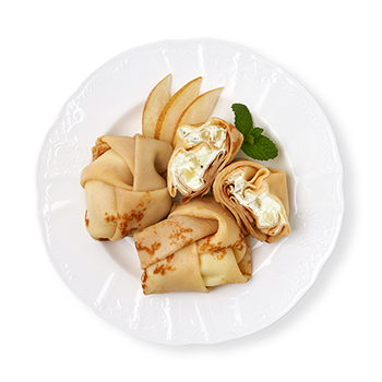 

Блинчики От бренд-шефа АВ с грушей и сливочно-мятным кремом от бренд-шефа Россия вес