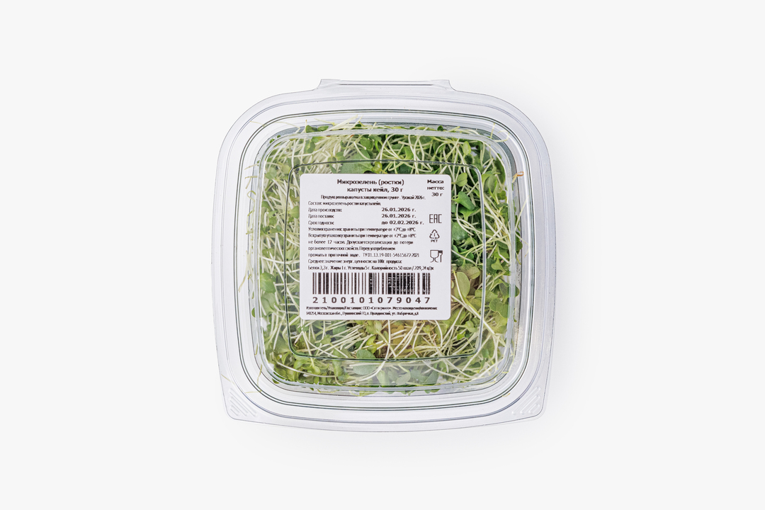 

Микрозелень ВкусВилл ростки капусты кейл 30 г