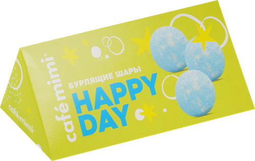 

Набор Cafe mimi Бурлящие шарики Happy day экстракт ежевики и масло миндаля 135 г