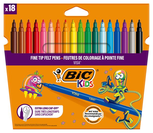 

Фломастеры цветные Bic Kids Visa 18 цветов