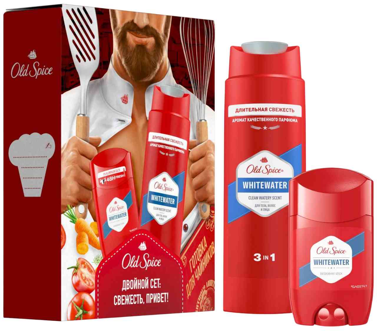 

Набор подарочный Old Spice Whitewater: дезодорант-стик 50 мл, гель для душа 250 мл