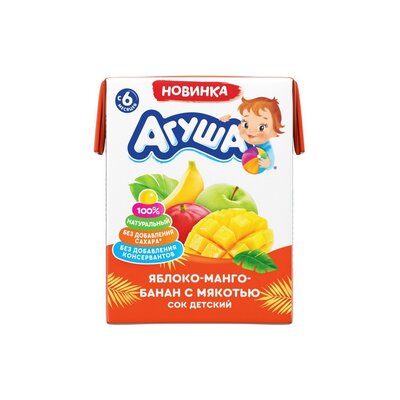 Сок Агуша яблоко манго банана с 6мес 0,2л ДП