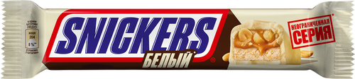 

Батончик Snickers Белый с карамелью арахисом и нугой 81 г
