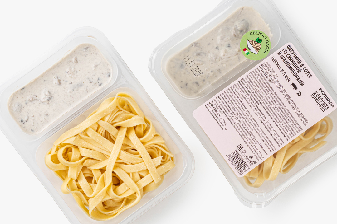 

Фетучини в соусе со свининой и шампиньонами 240 г