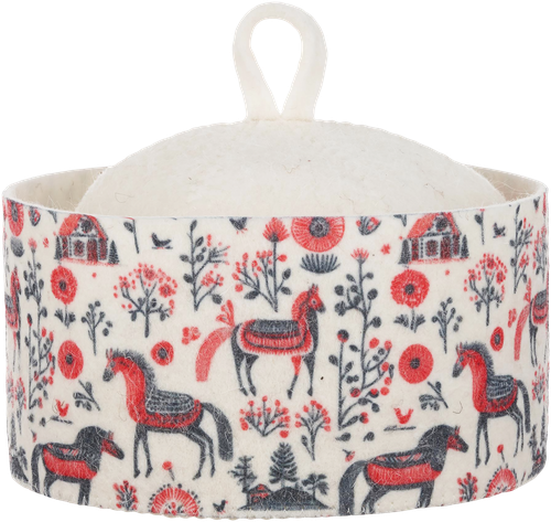 

Шапка для бани и сауны ГлавБаня с принтом Новогодняя белый фетр Арт. Б49287Л дизайн в ассортименте