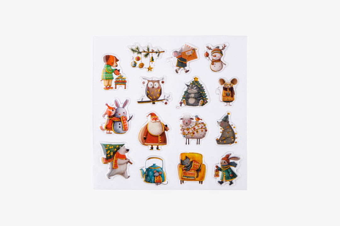 

Наклейки Новогодние ВкусВилл из смолы с голографией