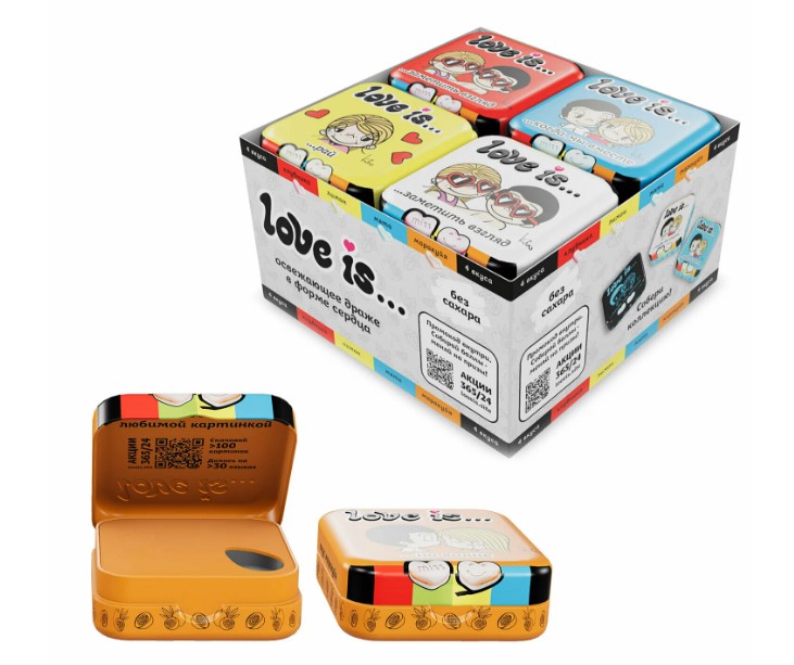 

Освежающие конфеты Love is в форме сердца со вкусом морской соли и маракуйи 20 г дизайн упаковки в ассортименте