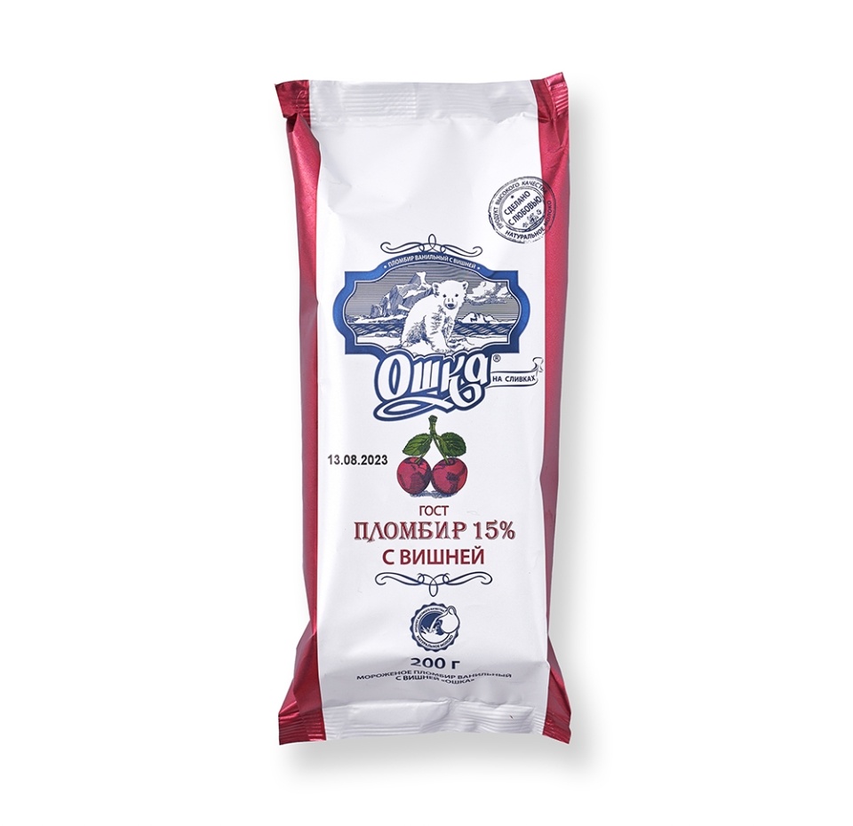 

Мороженое пломбир Ошка с вишнёвым наполнителем 200 г