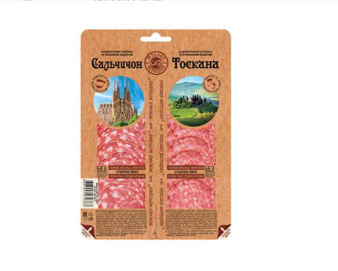 

Нарезка колбасная Мясная история ассорти Сальчичон и Тоскана 100 г