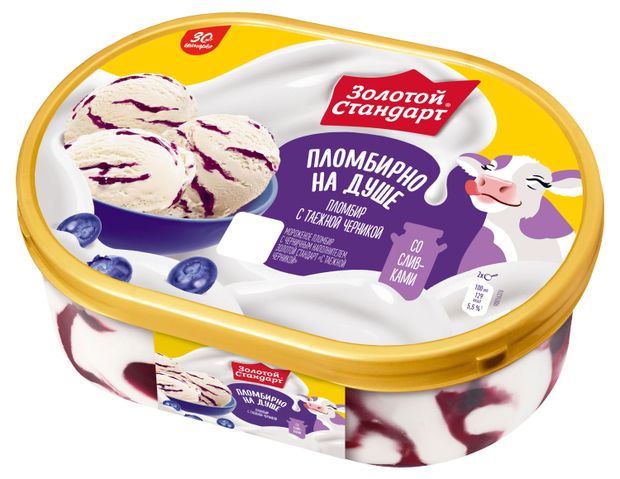 

Мороженое Золотой стандарт пломбир таежная черника 12% 445 г