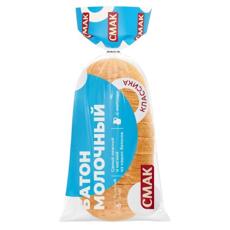 

Батон Смак молочный классика в нарезке 350 г