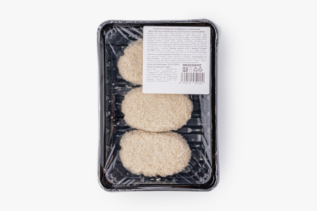 

Котлеты Вкусвилл из щуки охлажденные 300 г