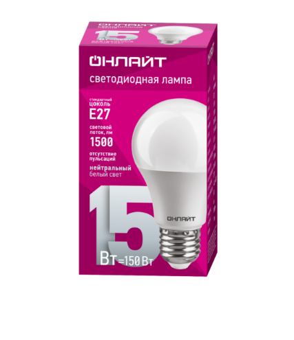 

Светодиодная лампа Онлайт груша Е27 15 Вт нейтральный свет
