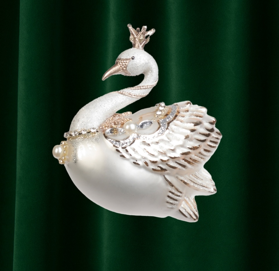 

Игрушка для елки Коллекция Праздник Goodwill Лебедь с короной цвет белый 14.5см, Бельгия