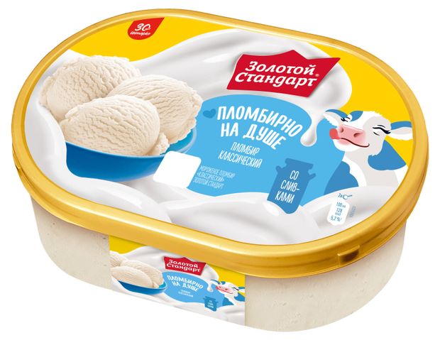 

Мороженое пломбир Золотой стандарт ваниль 12% 445 г