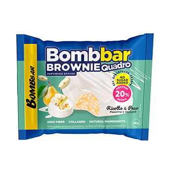 

Печенье протеиновое Bombbar Brownie Quadro Брауни Рикотта с грушей 50 г
