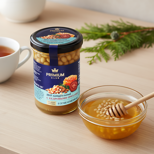 

Мед Premium Club с кедровым орехом 260 г