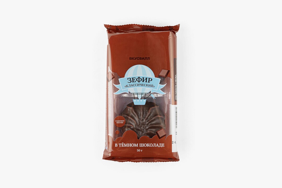 

Зефир классический ВкусВилл в темном шоколаде 50 г