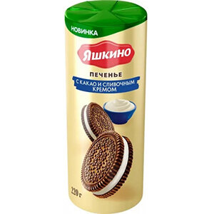 Печенье сахарное Яшкино сэндвич с какао и сливочным кремом 220 г