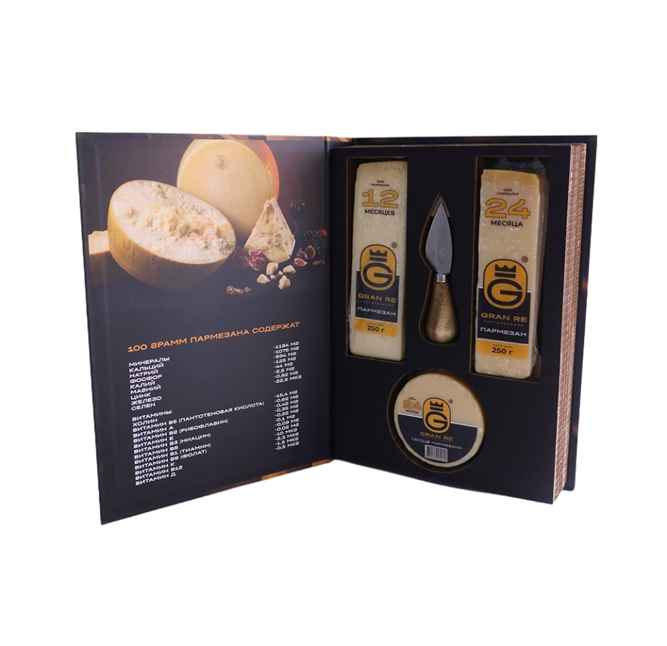 

Комплект подарочный №1 Gran Re сыр твердый пармезан с ножом 40% 800 г