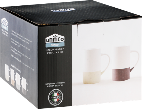 

Набор кружек Unifico Scandi керамика 4 цвета в уп. 4 шт 410 мл