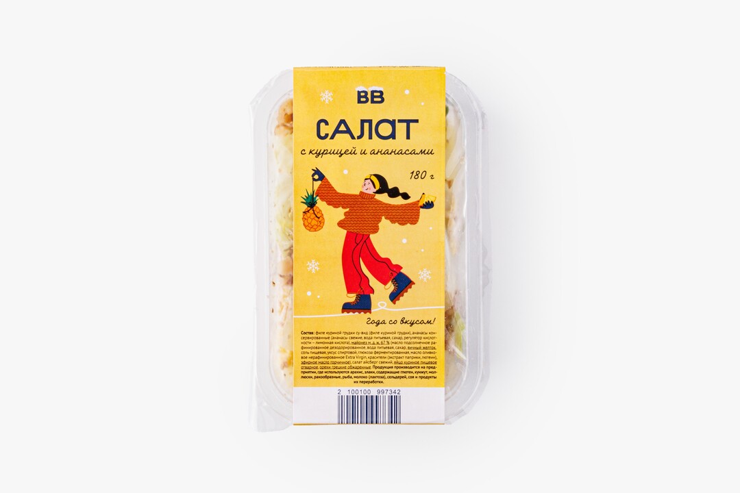 

Салат ВкусВилл с курицей и ананасами, 180 г