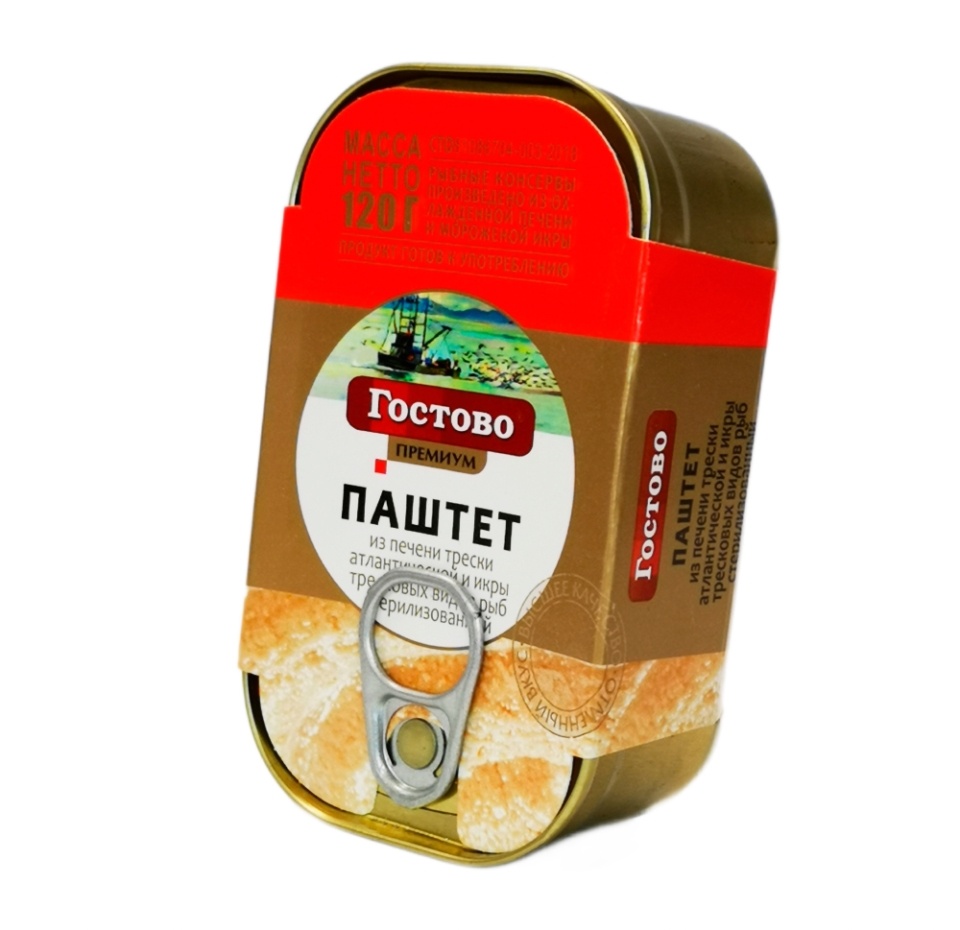 

Паштет Гостово из печени трески атлантической и икры тресковых видов рыб стерилизованный 120 г