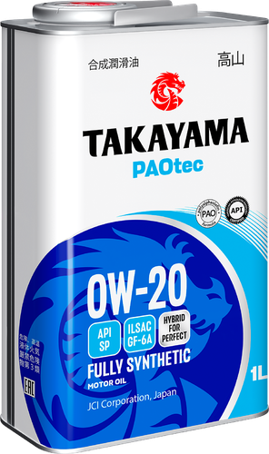 

Масло моторное TAKAYAMA синтетическое SAE 0W-20, ILSAC GF-5, API SN, Арт. 605553, 1л