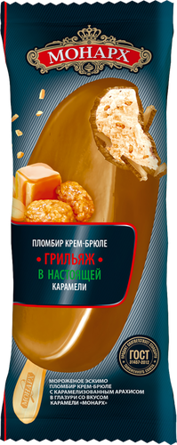 

Мороженое пломбир Монарх Крем-брюле грильяж в карамели 90 г