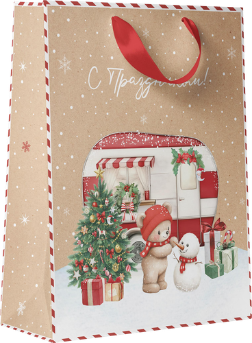 

Пакет подарочный City Home Trade Christmas Kraft 32 х 26.5 х 12.5 см 1 шт. дизайн в ассортименте